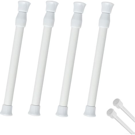Set of 4 adjustable curtain rods (30-50 cm) for shower, closet, wardrobe, no drilling required, spring-loaded telescopic rail (1/5)