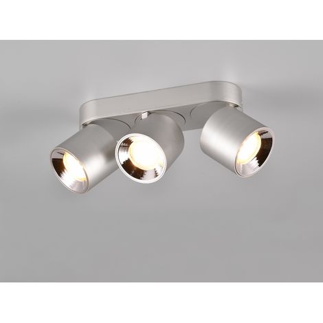 LED Deckenstrahler Silber 3 Spots schwenkbar dimmbar, Breite 27cm (1/5)