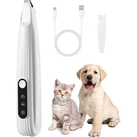 Tosatrice per animali domestici - Tosatrice elettrica per zampe - Tosatrice multifunzionale - Adatta a cani e gatti - Ricarica wireless tramite USB Type-C - Silenziosa (35 dB) - Bianca (1/5)