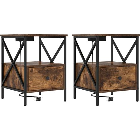 Maison Exclusive - Armadio da Notte 2 pcs Rovere fumé 41,5 x 40,5 x 55 cm