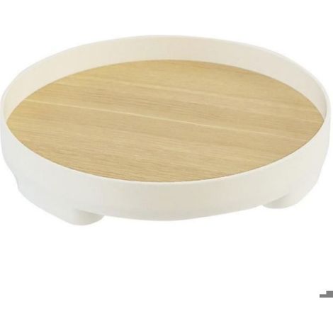 Plateau Décoratif - Bois Naturel - Diamètre 23 cm - Hauteur 4,5 cm - Pour Salle De Bain Cuisine Salon - 1 Pièce (1/5)