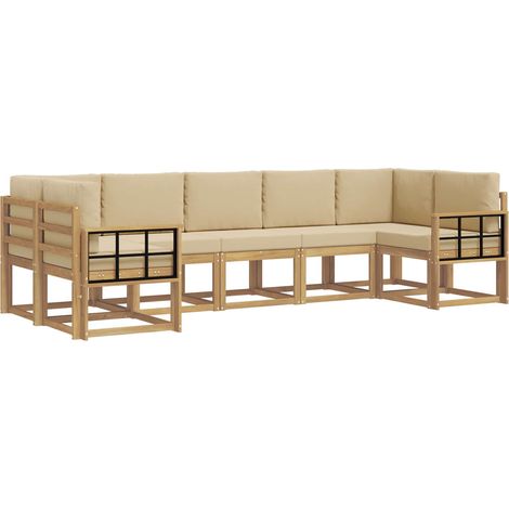 Outdoor Sofa Set with Cushion 7 pcs White and Beige vidaXL (1/5)