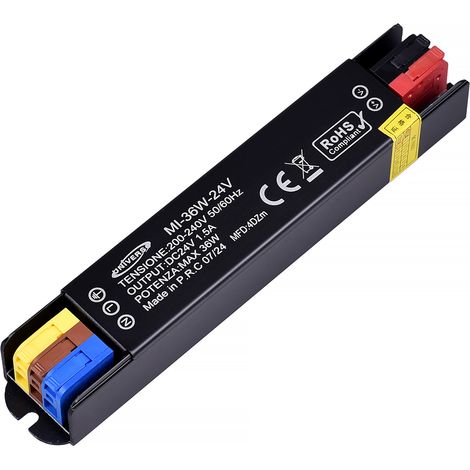 MINI TRASFORMATORE 24V 1.5A 36W IP20 - ALIMENTATORE COMPATTO E IMPERMEABILE PER LED DOMOTICA E APPLICAZIONI INDUSTRIALI (1/5)
