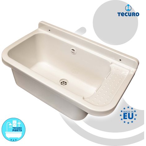 tecuro Ausgussbecken P60, weiß, mit Ablaufgarnitur und Siphon, 17 Liter, 590x340x210 mm (1/5)