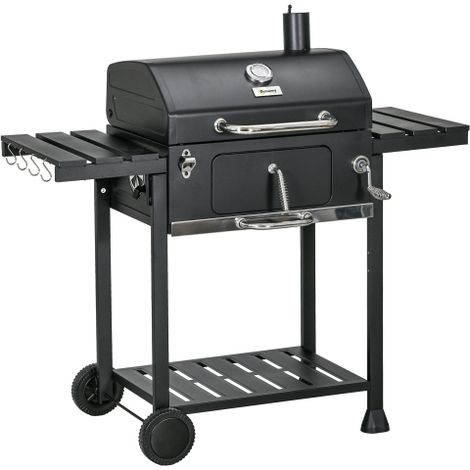 Adjustable Charcoal BBQ Grill with Built-in Thermometer and Warming Rack for Perfect Cooking