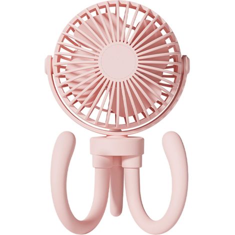 Ventilateur de Bureau Portable Rechargeable pour Poussette, Rotation à 360°, Mini Ventilateur USB, Rose (1/5)