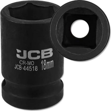 Bussola a impatto JCB da 1/2" 18 mm a 6 punte in acciaio Cr-Mo