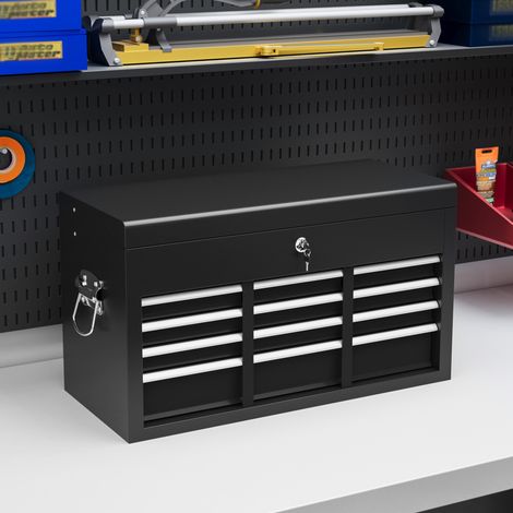 Coffre à outils 60 x 26 x 34 cm en acier noir, 6 tiroirs, verrouillable pour atelier – MEUBLIV (1/5)