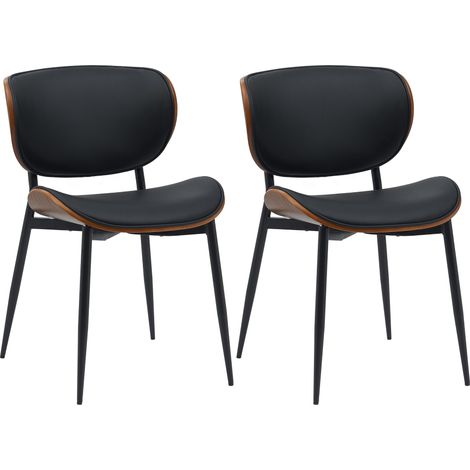 2er Set Esszimmerstuhl Enid Kunstleder- oder Stoffbezug walnuss/schwarz Kunstleder (1/5)