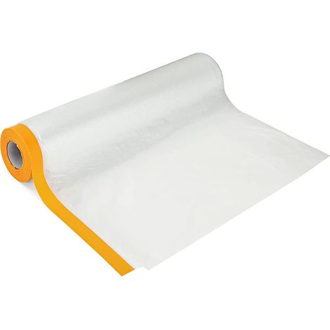 Ruban adhésif de masquage 4 m x 20 m avec film résistant aux UV - Ruban adhésif de masquage pour travaux de plâtrage et de peinture (1 rouleau de 4 m x 20 m) (1/5)