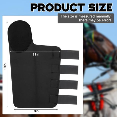 Housse de protection en crin de cheval en deux parties, avec fermetures Velcro réglables et protection antidérapante en crin de cheval pour une stabilité et une visibilité accrues. Noire. (1/4)