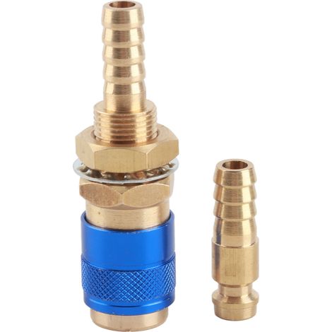 8-mm-Schlauchadapter, Messinganschluss, Schnellkupplung, blaues Anschlussset für MIG/TIG-Schweißpistole (1/5)