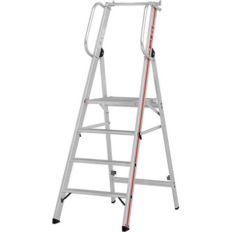 HYMER LEICHTMETALLBAU GMBH & CO - Escabeau aluminium grande plateforme (avec rampes et roues en option) – 4 à 12 marches - Hauteur de plancher 0,95m (1/5)