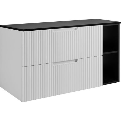 Mobile da bagno, bianco/nero, 100 (80 + 20) x 58,6 x 46 cm