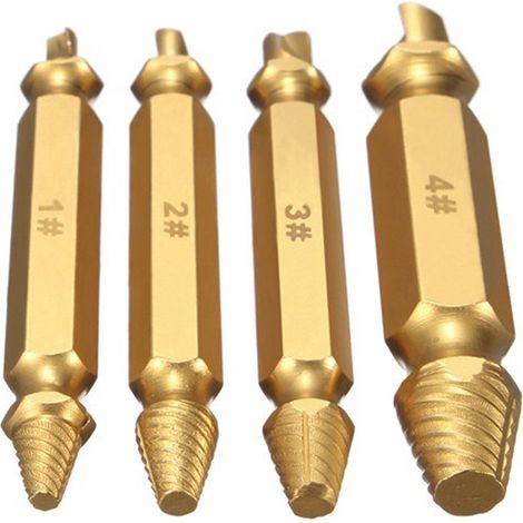 4-teiliges Set mit doppelseitigen Schraubenausdrehern und Bohrern zum Entfernen abgebrochener oder beschädigter Schrauben (1/5)