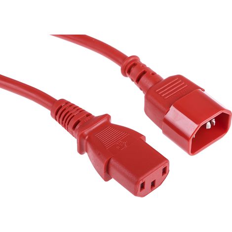 Câble d'alimentation, Rouge, Connecteur C13, IEC vers C14, CEI, 2m ( Prix pour 1 ) (1/3)