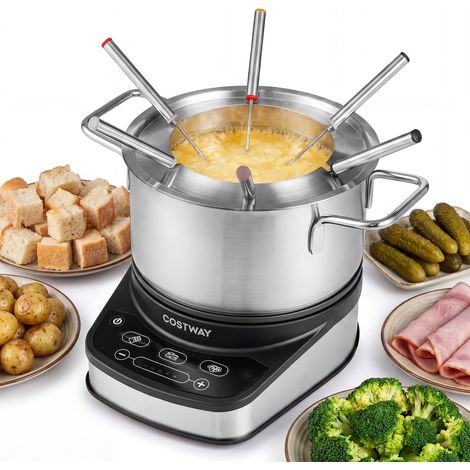 COSTWAY Set Fonduta Elettrica 3L con Pentola Antiaderente in Acciaio Inox (1/5)