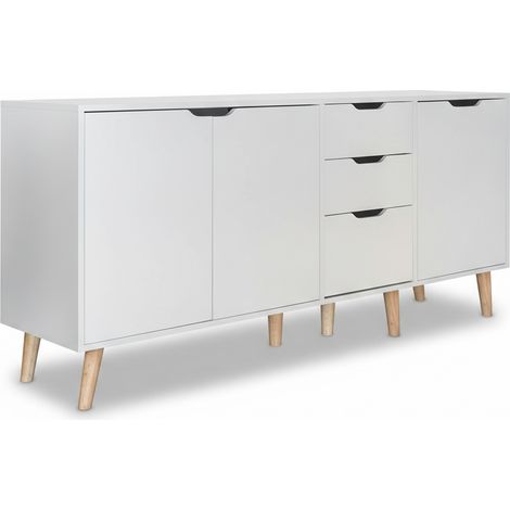 Madia Moderna Contenitiva Mobile Soggiorno Credenza 160x40x74.5 cm bianco
