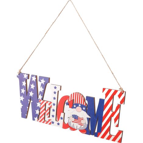 Panneau de bienvenue en bois avec alphabet, idéal pour la fête de l'Indépendance, décoration murale à suspendre pour porte ou marché. (1/5)