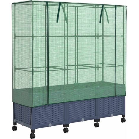 Gartenplanter mit Gewächshausabdeckung und Rädern 3 Stk. PP vidaXL