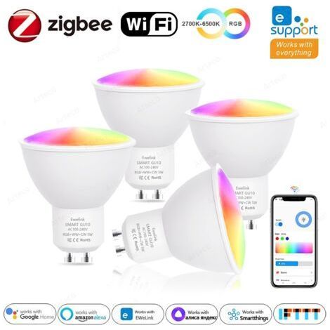 Ampoules LED intelligentes Ewelink GU10 Zigbee WiFi RGB CW WW, contrôlables via l'application Ewelink. Compatibles avec Alexa, Google et Yandex.-AquaForge (1/5)