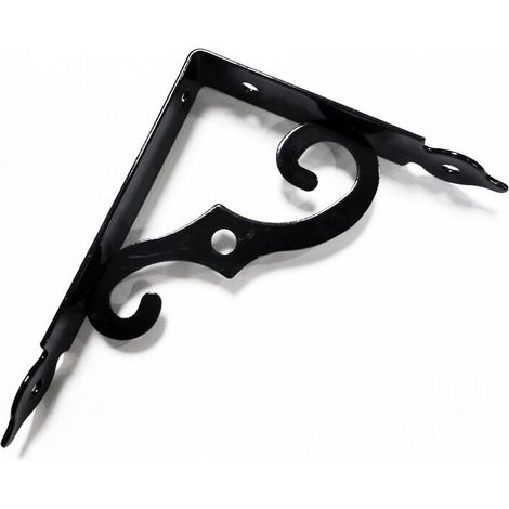 Equerre Etagere Murale 2 Pièces Support Tablette Murale 190 x 140 mm Equerre Metal Fer Forgé Noir Equerre Fixation pour Decoration Murale, Étagère Murale, Etagere Cuisine (1/4)