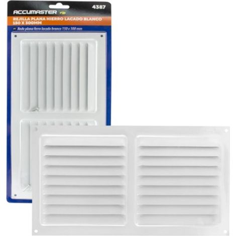 Rejilla Plana Hierro Lacado Blanco 150 X 300 Mm