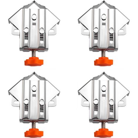 Pince à 90 degrés en Acier Inoxydable de 4pcs, Pinces d'angle épissées avec mâchoire Swing réglable, Pour le travail du bois, l'ingénierie, les cadres photo (1/4)