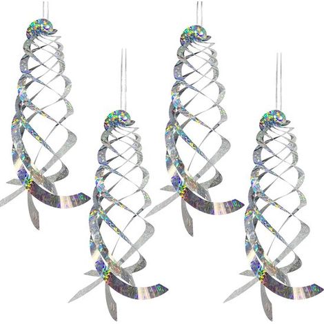 Rotierende, reflektierende Vogelabwehrscheiben und Spiralstäbe (4er-Set) – 360-Grad-Vogelschutzvorrichtung für Balkon und Obstbäume (1/5)