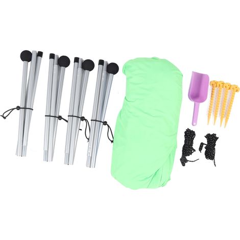 Abri de plage pliable et pliable, protection solaire UPF50, avec 4 poteaux en aluminium, idéal pour le camping, la pêche, les pique-niques et les loisirs dans le jardin (vert). (1/5)