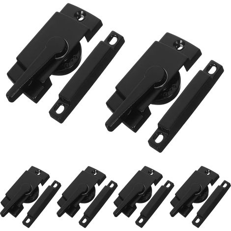 Lot de 6 sets de Verrous de Fenêtre à Guillotine Noirs en Plastique Renforcé Verrou à Pêne Dormant Droit pour Fenêtres Coulissantes Système de Sécurité Fixation Centrale pour