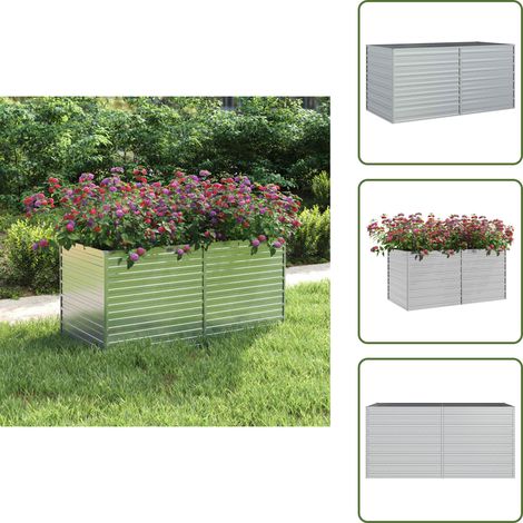 Garten-Hochbeet 160x80x77 cm Verzinkter Stahl Silbern - Gartengefäß - Hochbeet - Pflanztopf - Stahltank - Blumengarten (1/5)