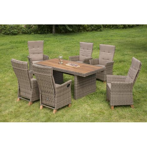 Toskana Set 13tlg 6 Hochlehner Gasdruck Kissen Tisch 185x90cm