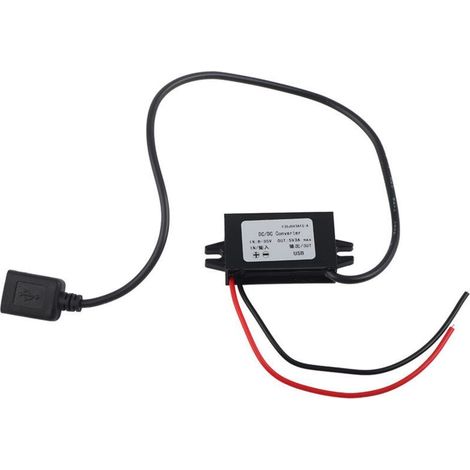 Adaptateur DC-DC Buck 12V/24V vers USB 5V 3A, convertisseur régulateur avec câble, 1 pièce Crezuo (1/5)