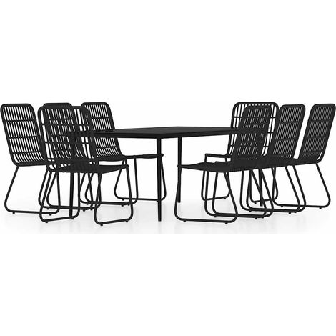 Maison Exclusive - Set da Pranzo per Giardino 9 pz con Cuscini Nero (1/5)