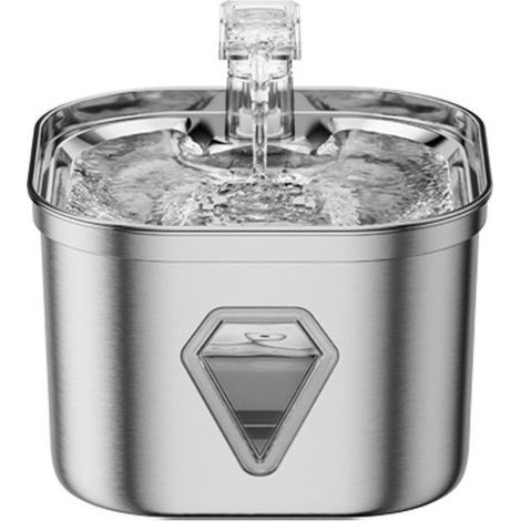 Fontaine à eau pour chats en acier inoxydable avec éclairage LED, 2,2 L, ultra silencieuse, alimentée par USB et contenant du (1/3)