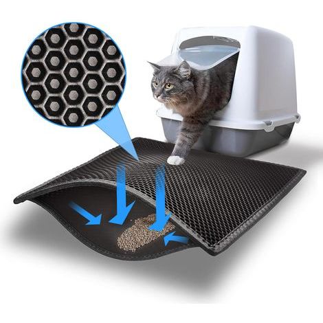 Tapis Litière Chat,60x45 CM Honeycomb Double Couche Non-Slip Tapis de Litiere pour Chat,Imperméable Non Toxique EVA, pour Bac à Litière Chat et Toilette Chat (1/5)