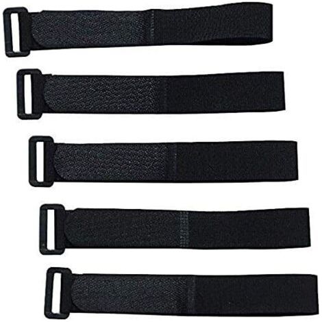 Set mit 5 wiederverwendbaren schwarzen Klettbändern, 2,5 cm x 30 cm