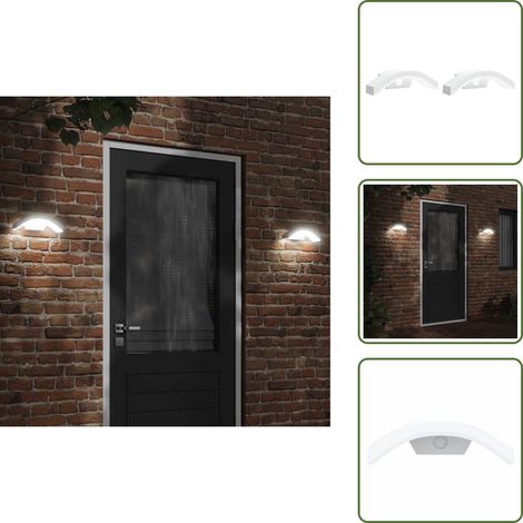 The Living Store LED-Außenwandleuchten mit Sensor 2 Stk. Weiß Aludruckguss - LED-Lampe - Außenleuchte - Wandleuchte - Bewegungsmelder - Sensoreinrichtung (1/5)