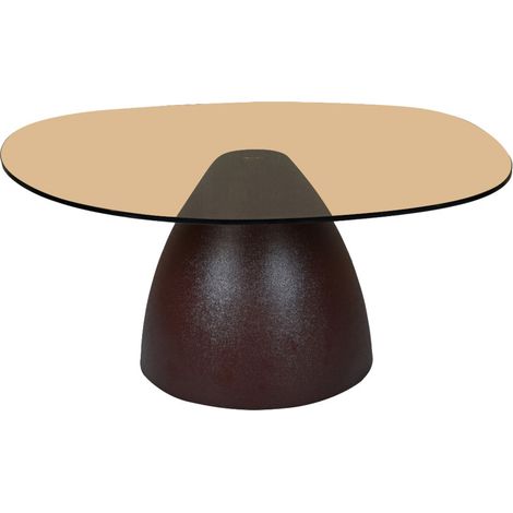MUSH-Table basse organique D86 cm en Verre fumé et métal "Rust" (1/4)