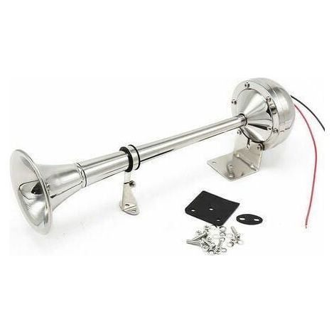 Bocina de tubo único de acero inoxidable Ulisem de 125 dB: bocina para yates, bocina para barcos de 12 V y bocina eléctrica para automóviles. (1/4)
