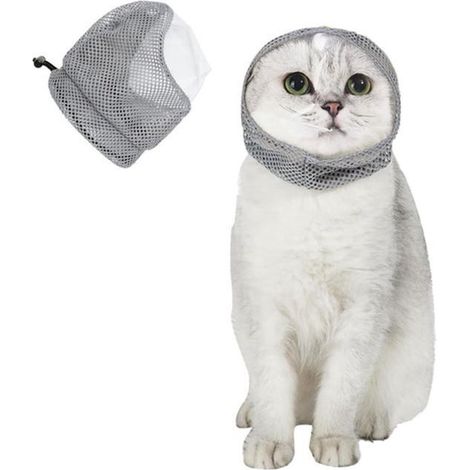 Katzenmaulkorb, Biss- und Leckschutz, atmungsaktive, transparente Gesichtsmaske aus Netzgewebe für Katzenpflege, Krallenschneiden und Baden (M) (1/5)