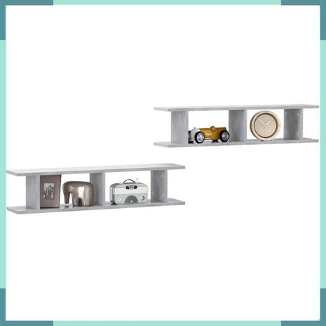 807200 étagères murales 2 pcs Gris béton 90x18x20 cm bois d'ingénierie (1/5)