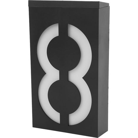 Plaque lumineuse LED numéro 8 pour maison, hôtel, boutique, adresse extérieure solaire, éclairage de porte, panneau décoratif imperméable, sans fil, économique, idéal jardin et entrée. (1/5)