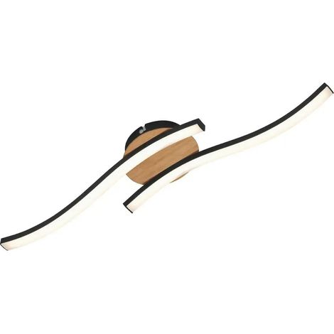Plafoniera led 55 cm 12w 960lm negro efecto madera