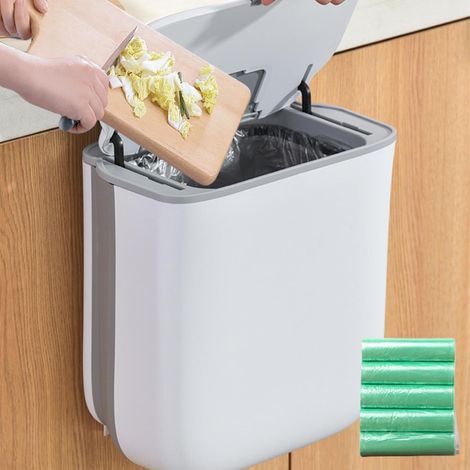 Lot de 75 poubelles de cuisine suspendues 10 l Avec couvercle Pliable 5 rouleaux sacs poubelle En plastique Cuisine Camping-car Armoire (1/5)