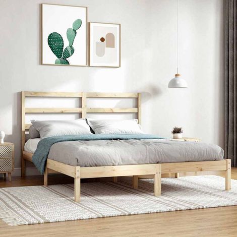 vidaXL Estructura de cama de matrimonio madera maciza 135x190 cm (1/5)