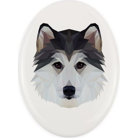 Siberian Husky - una piastrella geometrica con foto e iscrizione di Art-Dog (1/4)