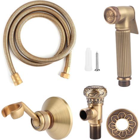Pulvérisateur de Bidet à main en laiton Vintage, support de tête de pulvérisation, Kit de tuyau, accessoires de salle de bains (1/5)
