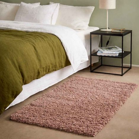 Tapis descente de lit poils longs taupe 60x110cm (1/5)